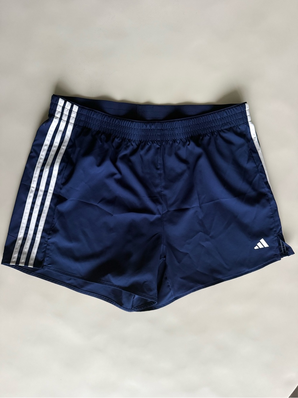 adidas Navy Blue Athletic Shorts with White Three-Stripes